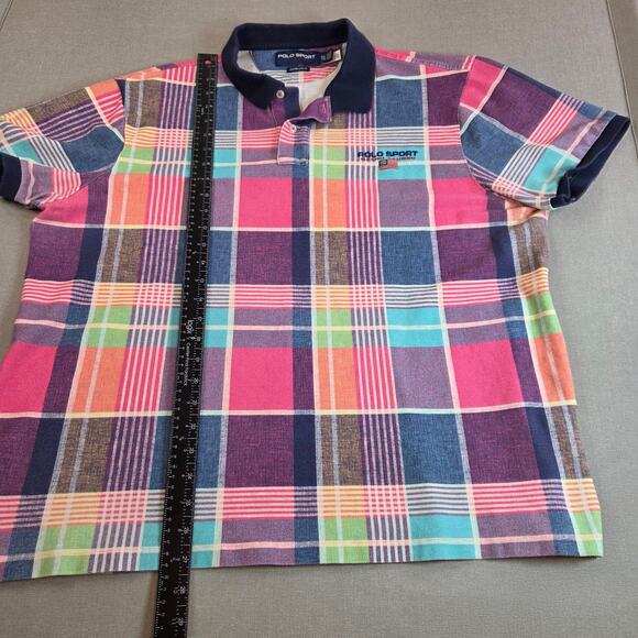 Polo Sport Ralph Lauren XXL Plaid Polo Shirt Slim Fit Multicolor - Picture 6 of 10